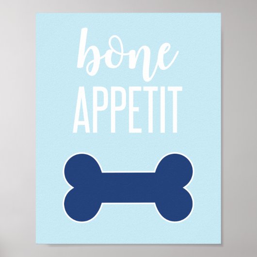 Bone Appetite Puppy Birthday Party Sign Blue Poster (Vorne)