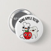 Bone Apple Teeth Funny Bona Appetit Pun  Button (Vorne & Hinten)