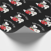Bone Apple Teeth Funny Bona Appetit Pun Dark BG Geschenkpapier (Ecke)