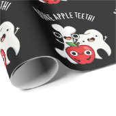 Bone Apple Teeth Funny Bona Appetit Pun Dark BG Geschenkpapier (Rolleneckpunkt)