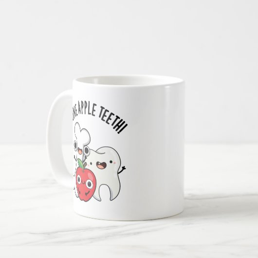 Bone Apple Teeth Funny Bona Appetit Pun Kaffeetasse (Vorderseite Links)