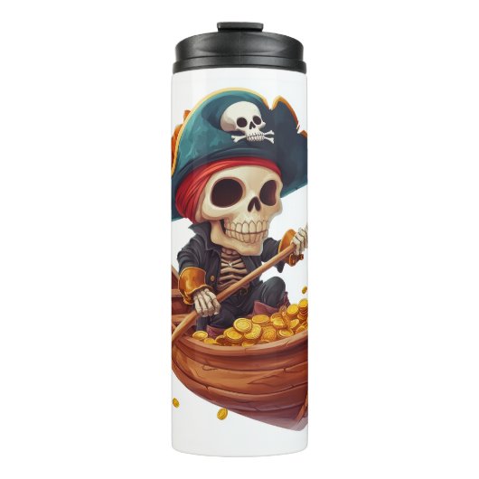 Bone Buccaneer – Lustiger Piratenschädel Thermosbecher (Vorderseite)