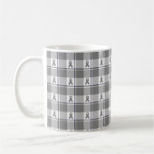 Bone Cancer Awareness Plaid Gray Ribbon Kaffeetasse (Links)