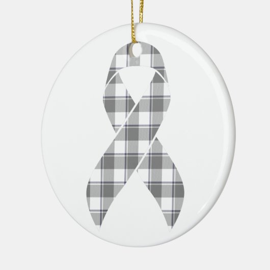 Bone Cancer Awareness Plaid Gray Ribbon Keramik Ornament (Links)