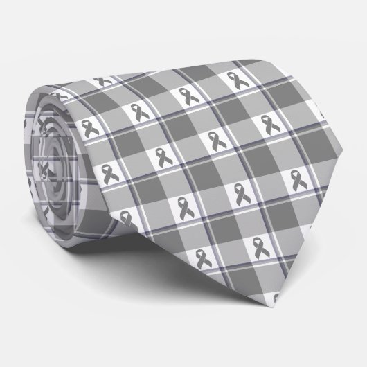 Bone Cancer Awareness Plaid Gray Ribbon Krawatte (Gerollt)