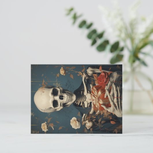 Bone-Chilling Greetings Postcard for Skull Art Fan Postkarte (Stehend Vorderseite)