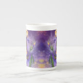 Bone China Tasse mit Irisblumen (Vorderseite)