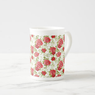 Bone China Tasse - Vintage rote Rosen