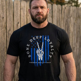 Bone Deep Loyalty Skeleton Hand USA Flag T-Shirt 