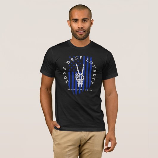 Bone Deep Loyalty Thin Blue Line Police Skull Tee (Vorne ganz)