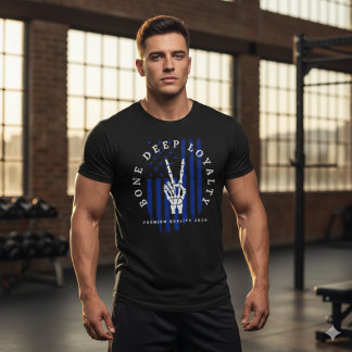 Bone Deep Loyalty Thin Blue Line Police Skull Tee