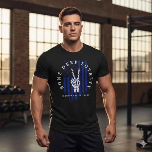 Bone Deep Loyalty Thin Blue Line Police Skull Tee