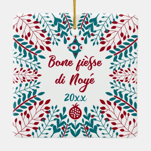 Bone fièsse di Noyé, Wallonischer Weihnachtsgruß Keramikornament (Rückseite)