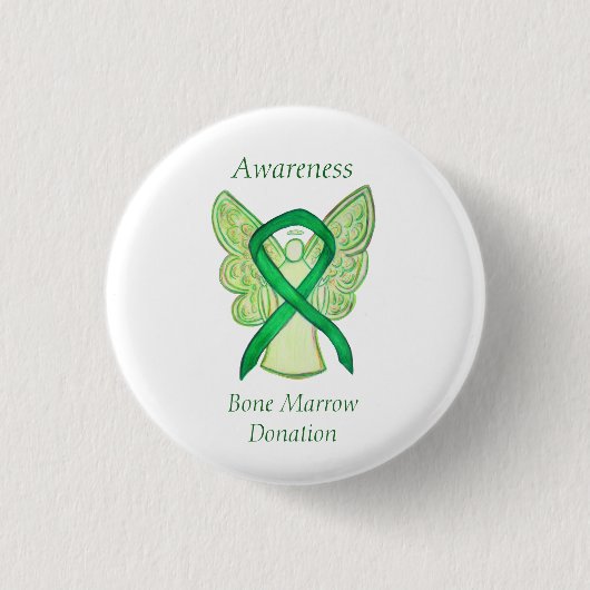 Bone Marrow Spenden Awareness Angel Ribbon Button (Vorderseite)