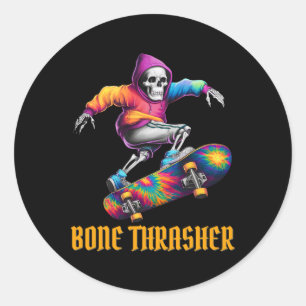 Bone Thrasher Skeleton Halloween-Kostüm Runder Aufkleber