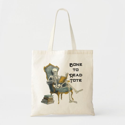 Bone To Read Skeletts Tote Bag Tragetasche (Vorne)