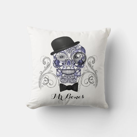 Bones Fun Verziert Sugar Skull Design Kissen (Vorderseite)