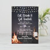 Bonfire & Beer Forest Erntedank Einladung (Stehend Vorderseite)