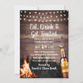 Bonfire & Beer Rustikaler Erntedank Einladung (Vorderseite)