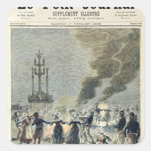 Bonfire beleuchtet, um die Sommersonne in Quadratischer Aufkleber (Vorderseite)