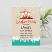 Bonfire Birthday Party Forest Camping Einladung (Stehend Vorderseite)