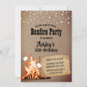 Bonfire Birthday Party Rustic Kraft Einladung (Vorderseite)