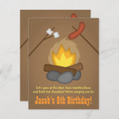 Bonfire Camping Geburtstagsparty Einladung (Vorne/Hinten)