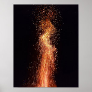 Bonfire Flammen Sparks Originale Feuerfotografie Poster