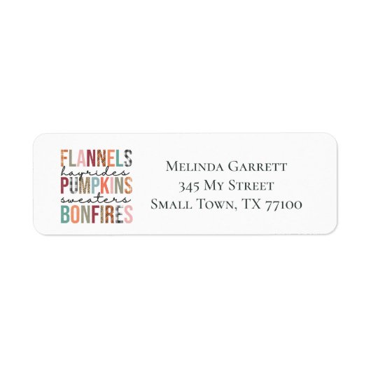 Bonfire Flannel Pumpkins Fall Erntedank Label (Vorne)