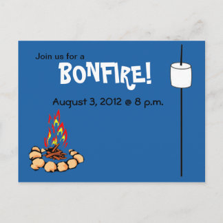 BONFIRE & Marshmallow lädt ein Einladungspostkarte