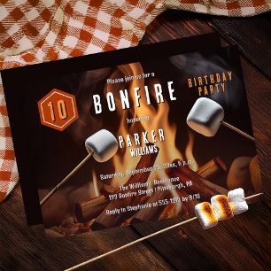 Bonfire Marshmallow Roast 10. Geburtstagsparty Einladung