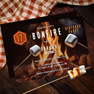 Bonfire Marshmallow Roast 17. Geburtstagsparty Einladung