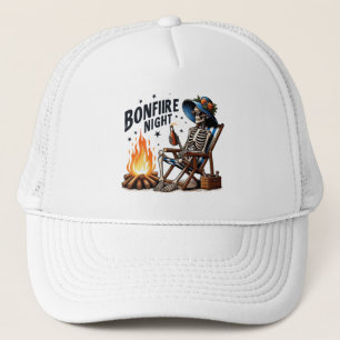 Bonfire Nacht - Skelett Drinken durch das Feuer Truckerkappe