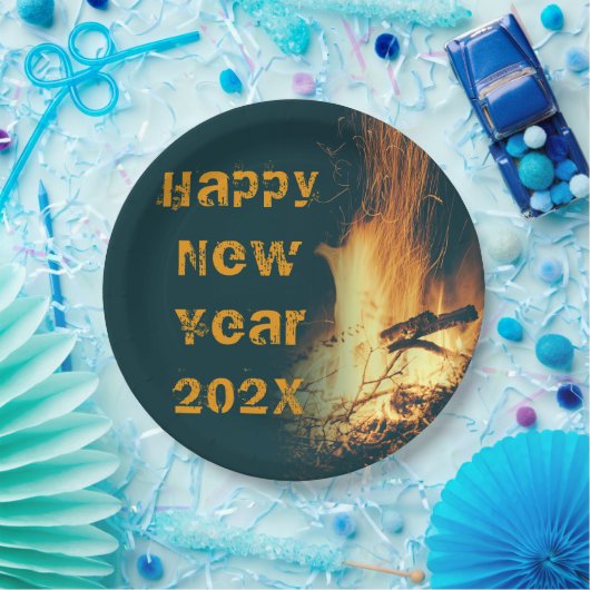 Bonfire Neujahrs-Party Pappteller (Party)