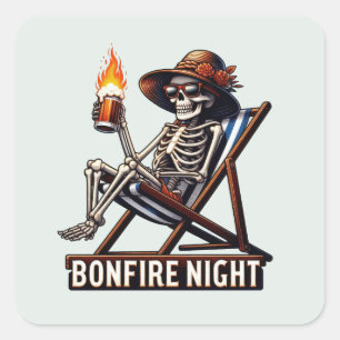 Bonfire Night - Beach Camping Quadratischer Aufkleber