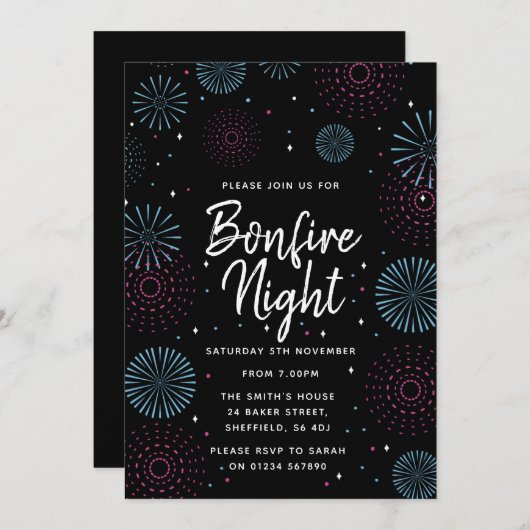 Bonfire-Night-Party Einladung (Vorne/Hinten)