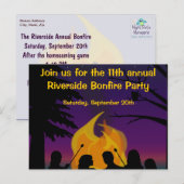 Bonfire Outdoor Party Postcard Einladung (Vorne/Hinten)