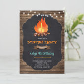 Bonfire Party Geburtstagskarte Einladung (Stehend Vorderseite)