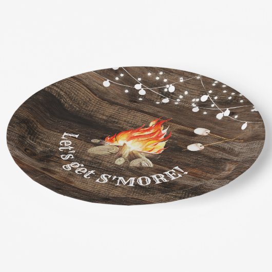 Bonfire Party Lass uns S'more Pappteller (Schrägansicht)