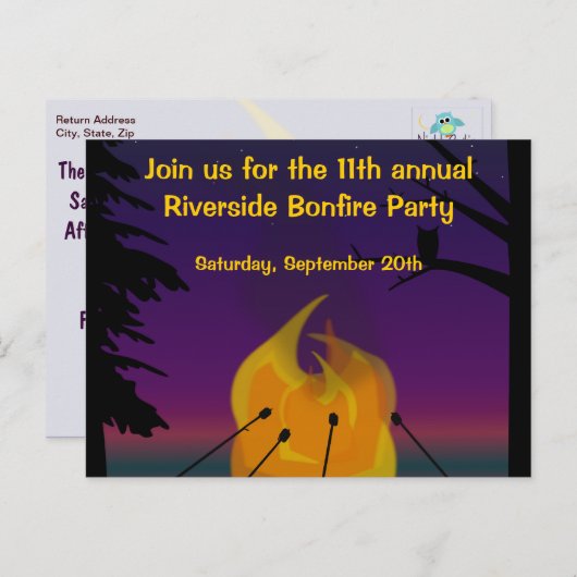 Bonfire Party Postcard Einladung (Vorne/Hinten)