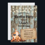 Bonfire Party Rustic String Light Barn Geburtstag Einladung<br><div class="desc">Rustikale Barnholz-Streichellichter Bonfire Geburtstagsparty Einladungen.</div>
