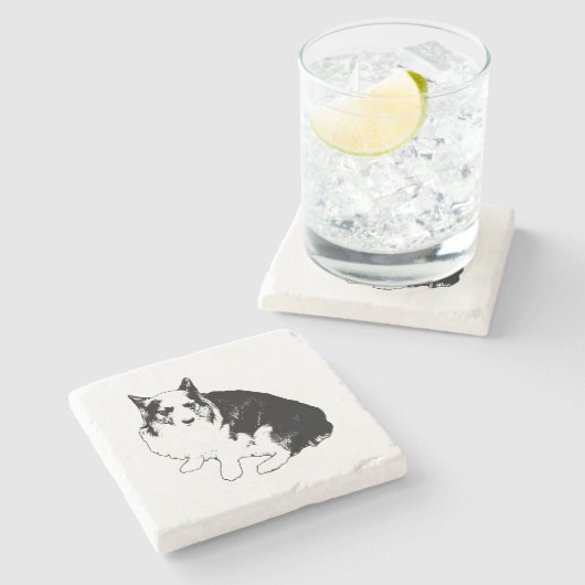 Bonfire Rim Corgi Steinuntersetzer (Seitenansicht)