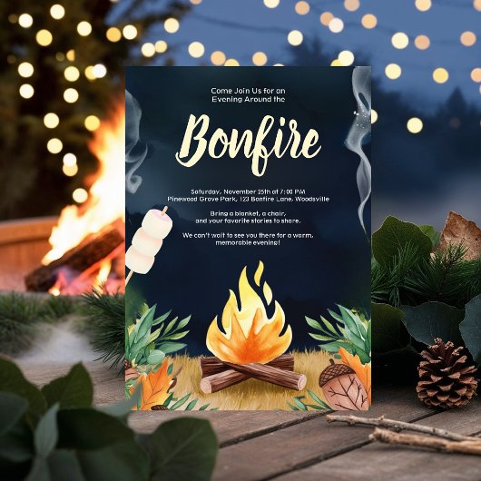 Bonfire Rusting Outdoor Night Sky Herbst Winter Einladung