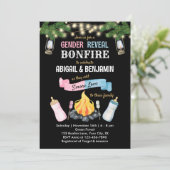 Bonfire S'more Baby Gender Reveal Einladung Co-ed (Stehend Vorderseite)