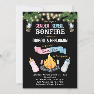 Bonfire S'more Baby Gender Reveal Einladung Co-ed