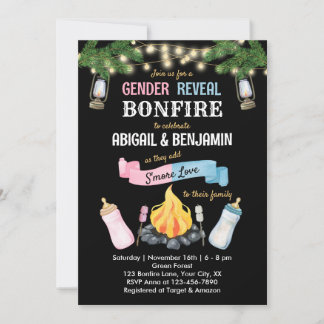 Bonfire S'more Baby Gender Reveal Einladung Co-ed