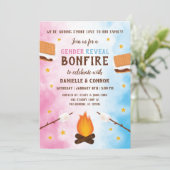 Bonfire S'more Liebe Baby Gender Offenlegung Einla Einladung (Stehend Vorderseite)