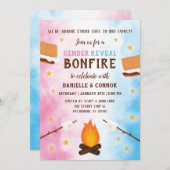 Bonfire S'more Liebe Baby Gender Offenlegung Einla Einladung (Vorne/Hinten)