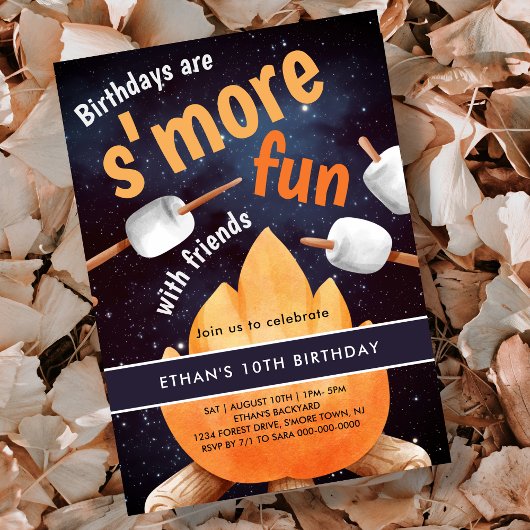 Bonfire S'mores Camping Geburtstag Einladung