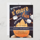 Bonfire S'mores Camping Geburtstag Einladung (Vorderseite)